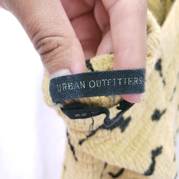 Urban Outfitters Yellow Pattern Y2K Halter Neckline Wide Leg Jumpsuit Size M - Picture 11 of 14